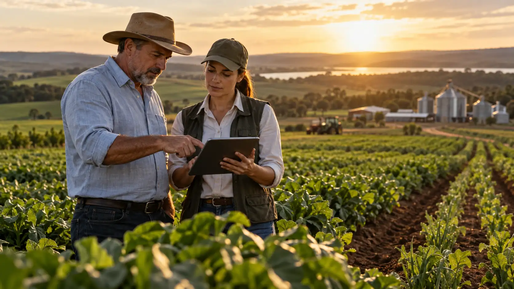 Produtor rural analisando financiamento para transição agroecológica e produção orgânica